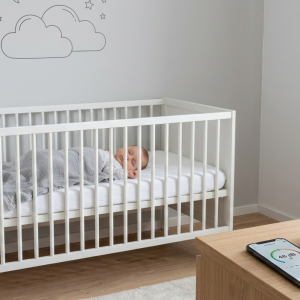 Baby schläft mit weißem Rauschen im Zimmer